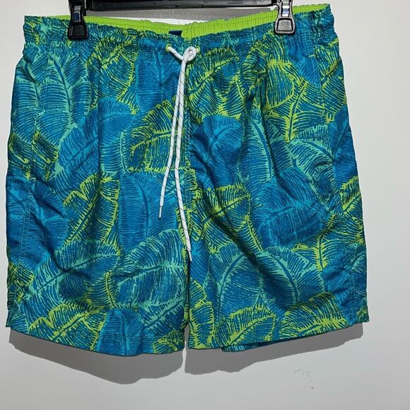 BOCA Classics Men's Blue Green Tropical Drawstring Mesh Lined Swim Trunks Medium - Picture 2 of 10